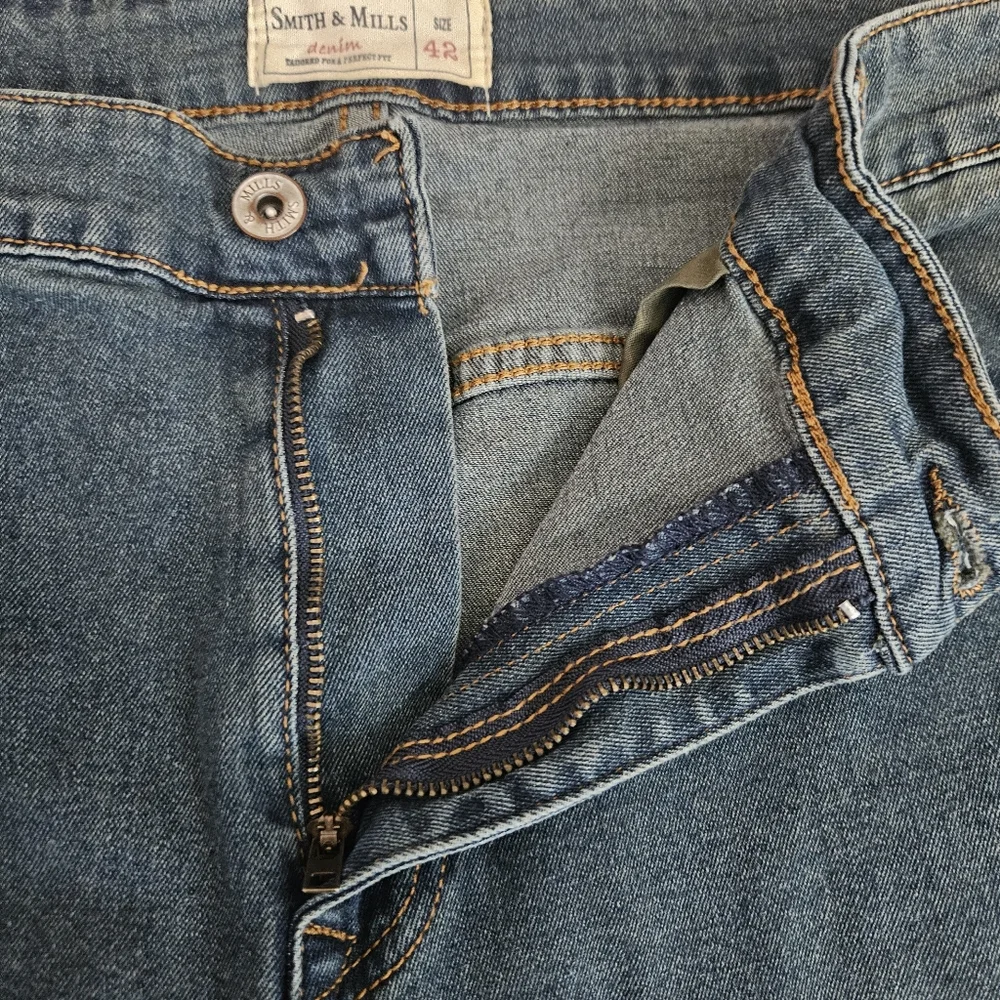 Smith & Mills Denim Jeans Mens Sz 42x32 Stretch Straight‎ Leg Faded (40x31.5)